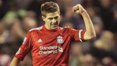 Steven Gerrard celebrates scoring for Liverpool