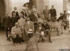 British colonials with pet cheetah