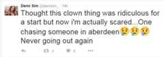 Demi Sim twitter comment on clowns