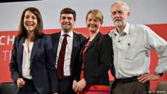 Liz Kendall, Andy Burnham, Yvette Cooper and Jeremy Corbyn