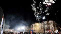 Fireworks outside Parc des Princes