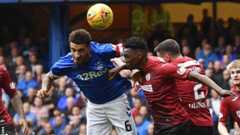 Connor Goldson heads home a free-kick to put Rangers 2-0 up