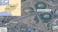 Satellite image showing Nyanya motor park