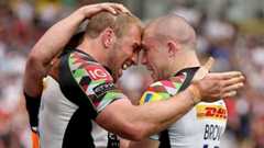 Harlequins' Chris Robshaw and Mike Brown celebrate