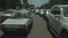 Cars beeping horns in protest