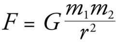 Newton's law of gravitation, expressed as an equation
