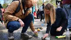 Protesters cleaning roads