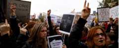 Women protest in Warsaw against the abortion bill
