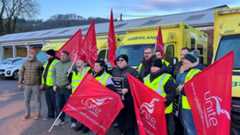 Ambulance strikers and banners