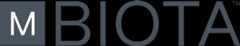 MBiota logo dark blue text on black background.