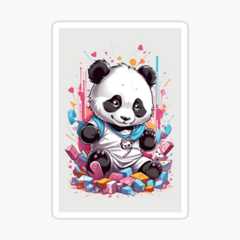 Panda Wearing a Tshirt Sticker