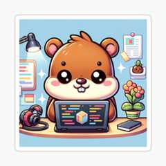 Coding beaver hard at work Sticker