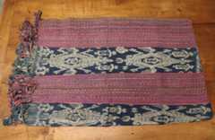 West Timor, Kiupukun near Oecussi fabric - Indigo ikat on cotton & hemp, approx 200cm L x 110cm W. Ex Trevor Vale Collection