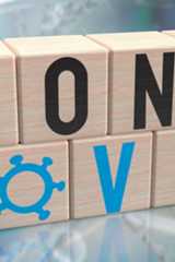 The long covid on wood cube for sci or medical concept 3d rendering