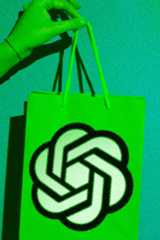 ChatGPT Logo auf einem Einkaufssackerl.