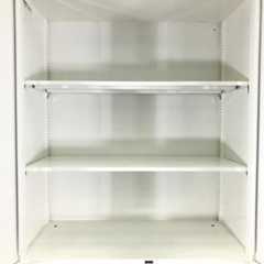【大容量！人気商品の上下書庫セット！】【オフィス書類を一気に整理！】■オカムラ(okamura)製　レクトライン　両開き戸+３段ラテラル　書庫セット　■ホワイト　■シリンダー錠                        レクトライン                                    中古            