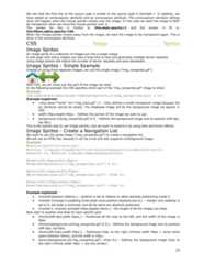 We see that the first line of the source code is similar to the source code in Example 1. In addition, wehave added an onmouseover attribute and an onmouseout attribute. The onmouseover attribute defineswhat will happen when the mouse pointer moves over the image. In this case we want the image to NOTbe transparent when we move the mouse pointer over it.The syntax for this in Firefox is: this.style.opacity=1 and the syntax in IE is:this.filters.alpha.opacity=100.When the mouse pointer moves away from the image, we want the image to be transparent again. This isdone in the onmouseout attribute.CSS Image SpritesImage SpritesAn image sprite is a collection of images put into a single image.A web page with many images can take a long time to load and generates multiple server requests.Using image sprites will reduce the number of server requests and save bandwidth.Image Sprites - Simple ExampleInstead of using three separate images, we use this single image ("img_navsprites.gif"):With CSS, we can show just the part of the image we need.In the following example the CSS specifies which part of the "img_navsprites.gif" image to show:Exampleimg.home{width:46px;height:44px;background:url(img_navsprites.gif) 0 0;}Example explained:• <img class="home" src="img_trans.gif" /> - Only defines a small transparent image because thesrc attribute cannot be empty. The displayed image will be the background image we specify inCSS• width:46px;height:44px; - Defines the portion of the image we want to use• background:url(img_navsprites.gif) 0 0; - Defines the background image and its position (left 0px,top 0px)This is the easiest way to use image sprites, now we want to expand it by using links and hover effects.Image Sprites - Create a Navigation ListWe want to use the sprite image ("img_navsprites.gif") to create a navigation list.We will use an HTML list, because it can be a link and also supports a background image:Example#navlist{position:relative;}#navlist li{margin:0;padding:0;list-style:none;position:absolute;top:0;}#navlist li, #navlist a{height:44px;display:block;}#home{left:0px;width:46px;}#home{background:url('img_navsprites.gif') 0 0;}#prev{left:63px;width:43px;}#prev{background:url('img_navsprites.gif') -47px 0;}#next{left:129px;width:43px;}#next{background:url('img_navsprites.gif') -91px 0;}Example explained:• #navlist{position:relative;} - position is set to relative to allow absolute positioning inside it• #navlist li{margin:0;padding:0;list-style:none;position:absolute;top:0;} - margin and padding isset to 0, list-style is removed, and all list items are absolute positioned• #navlist li, #navlist a{height:44px;display:block;} - the height of all the images are 44pxNow start to position and style for each specific part:• #home{left:0px;width:46px;} - Positioned all the way to the left, and the width of the image is46px• #home{background:url(img_navsprites.gif) 0 0;} - Defines the background image and its position(left 0px, top 0px)• #prev{left:63px;width:43px;} - Positioned 63px to the right (#home width 46px + some extraspace between items), and the width is 43px.• #prev{background:url('img_navsprites.gif') -47px 0;} - Defines the background image 47px tothe right (#home width 46px + 1px line divider)25 