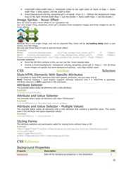 • #next{left:129px;width:43px;}- Positioned 129px to the right (start of #prev is 63px + #prevwidth 43px + extra space), and the width is 43px.• #next{background:url('img_navsprites.gif') no-repeat -91px 0;} - Defines the background image91px to the right (#home width 46px + 1px line divider + #prev width 43px + 1px line divider )Image Sprites - Hover EffectNow we want to add a hover effect to our navigation list.Our new image ("img_navsprites_hover.gif") contains three navigation images and three images to use forhover effects:Because this is one single image, and not six separate files, there will be no loading delay when a userhovers over the image.We only add three lines of code to add the hover effect:Example#home a:hover{background: url('img_navsprites_hover.gif') 0 -45px;}#prev a:hover{background: url('img_navsprites_hover.gif') -47px -45px;}#next a:hover{background: url('img_navsprites_hover.gif') -91px -45px;}Example explained:• Since the list item contains a link, we can use the :hover pseudo-class• #home a:hover{background: transparent url(img_navsprites_hover.gif) 0 -45px;} - For all threehover images we specify the same background position, only 45px further downCSS Attribute SelectorsStyle HTML Elements With Specific AttributesIt is possible to style HTML elements that have specific attributes, not just class and id.Note: Internet Explorer 7 (and higher) supports attribute selectors only if a !DOCTYPE is specified.Attribute selection is NOT supported in IE6 and lower.Attribute SelectorThe example below styles all elements with a title attribute:Example[title]{color:blue;}Attribute and Value SelectorThe example below styles all elements with title="W3Schools":Example[title=W3Schools]{border:5px solid green;}Attribute and Value Selector - Multiple ValuesThe example below styles all elements with a title attribute that contains a specified value. This workseven if the attribute has space separated values:Example[title~=hello] { color:blue; }Styling FormsThe attribute selectors are particularly useful for styling forms without class or ID:Exampleinput[type="text"]{width:150px;display:block;margin-bottom:10px;background-color:yellow;}input[type="button"]{width:120px;margin-left:35px;display:block;}CSS ReferenceBackground PropertiesProperty Description CSSbackground Sets all the background properties in one declaration 126 