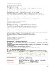 p {background-color:#e0ffff}div {background-color:#b0c4de}Background ImageThe background-image property specifies an image to use as the background of an element.By default, the image is repeated so it covers the entire element.The background image for a page can be set like this:Background Image - Repeat Horizontally or VerticallyBy default, the background-image property repeats an image both horizontally and vertically.Some images should be repeated only horizontally or vertically, or they will look strange, like this:body{background-image:url('gradient2.png');}If the image is repeated only horizontally (repeat-x), the background will look better:body{background-image:url('gradient2.png');background-repeat:repeat-x;}Background Image - Set position and no-repeatWhen using a background image, use an image that does not disturb the text.Showing the image only once is specified by the background-repeat property:body{background-image:url('img_tree.png');background-repeat:no-repeat;}In the example above, the background image is shown in the same place as the text. We want to changethe position of the image, so that it does not disturb the text too much.The position of the image is specified by the background-position property:body{background-image:url('img_tree.png');background-repeat:no-repeat;background-position:top right;}Background - Shorthand propertyAs you can see from the examples above, there are many properties to consider when dealing withbackgrounds.To shorten the code, it is also possible to specify all the properties in one single property. This is called ashorthand property.The shorthand property for background is simply "background":body {background:#ffffff url('img_tree.png') no-repeat top right}All CSS Background PropertiesThe number in the "CSS" column indicates in which CSS version the property is defined (CSS1 or CSS2).Property Description Values CSSbackground Sets all the backgroundproperties in one declarationbackground-color / background-image / background-repeatbackground-attachment /background-position /inherit1background-attachment Sets whether a backgroundimage is fixed or scrolls withthe rest of the pageScrollfixedinherit1background-color Sets the background color ofan elementcolor-rgb /color-hex /color-nametransparent /inherit1background-image Sets the background imagefor an elementurl(URL) /none /inherit 14 