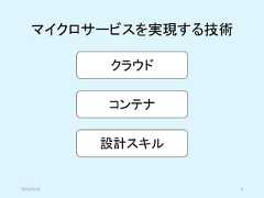 マイクロサービスを実現する技術クラウドコンテナ設計スキル2019/5/18 6 
