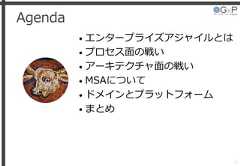 Agenda• エンタープライズアジャイルとは• プロセス面の戦い• アーキテクチャ面の戦い• MSAについて• ドメインとプラットフォーム• まとめ3 