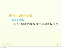 HTML：结构  &  内容                           CSS：样式                                     JS：结构  &  内容  &  样式  &  动画 &  交互                                                           &   画  &     前端基础培训课程  -  HTML  CSS  JS                                     512年4月9日星期⼀一 