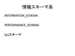 情報スキーマ系INFORMATION_SCHEMAPERFORMANCE_SCHEMASysスキーマ 