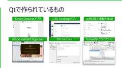 Qtで作られているものKindle Desktopアプリ LINE Desktopアプリadobe element organizerLeME(電子書籍の作成)Bitcoin Core Guitar(Gitクライアント) 