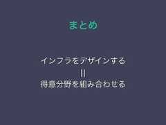 まとめインフラをデザインする¦¦得意分野を組み合わせる 