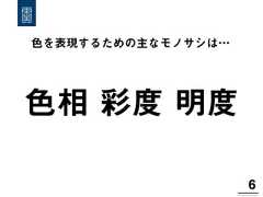 色を表現するための主なモノサシは…6!色相 彩度 明度 