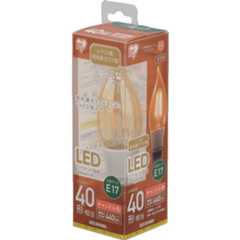 LEDフィラメント電球 E17口金 40形相当 キャンドル色相当  密閉器具対応 LDF3C-G-E17-FK