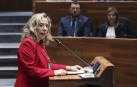 La consejera de Industria Belarmina Díaz, este martes en el pleno de la Junta General del Principado