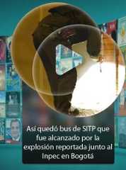Así quedó bus de SITP que fue alcanzado por la explosión reportada junto al Inpec en Bogotá: las ventanas estallaron