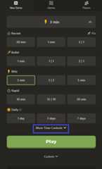 option to select a custom time control in Play Online on chess.com
