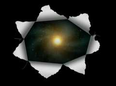 An image of a hole with a galaxy in it