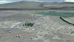 The Allen Telescope Array being built in California, US, will observe large swathes of the sky and could turn up many of the mysterious radio bursts (Illustration: Isaac Gary)