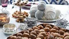 Weihnachtsbaumkugeln müssen nicht immer am Baum hängen, sondern können über den ganzen Tisch als Deko verteilt werden oder wie ich es gerne mache, auf einer hübschen Silberschale arrangiert werden und als Center Piece auf dem Tisch verwendet werden.