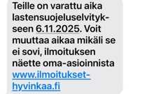 Kuvakaappaus espoolaismiehen saamasta kalasteluviestistä.