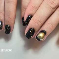 ブラック×ゴールドハートネイル 那須塩原市 黒磯 上厚崎 ネイルサロン トトメス