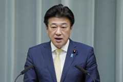 記者会見する木原官房長官=16日午前、首相官邸