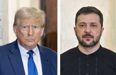 トランプ米大統領、ウクライナのゼレンスキー大統領（ともにゲッティ＝共同）
