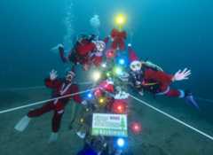 和歌山県串本町沖の海底に設置されたクリスマスツリー＝11月（串本ダイビング事業組合提供）