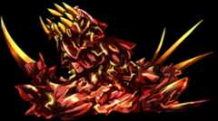 Large lava worm creature with glowing cracks and sharp golden spikes emerging from its body