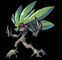 Cartoon plant creature with leafy hair, clawed hands, and an open mouth, standing in a dynamic pose
