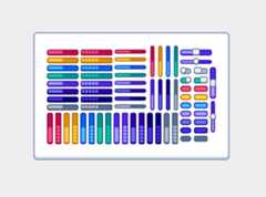 Some modular UI elements in different colours.