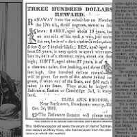 Reproduction of a newspaper ad offering reward for capture of Harriet Tubman (Arminta 