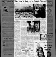 1950 correspondent article about the Havasupai people living in the Grand Canyon since the 12th C.