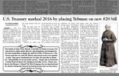 U.S. Treasury to put Harriet Tubman on new $20 bill.
