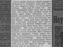 Article announces death of Olivia 