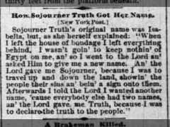 Newspaper account of why Sojourner Truth changed her name from Isabella